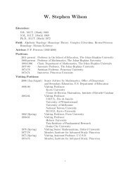 W. Stephen Wilson - JHU Mathematics - Johns Hopkins University