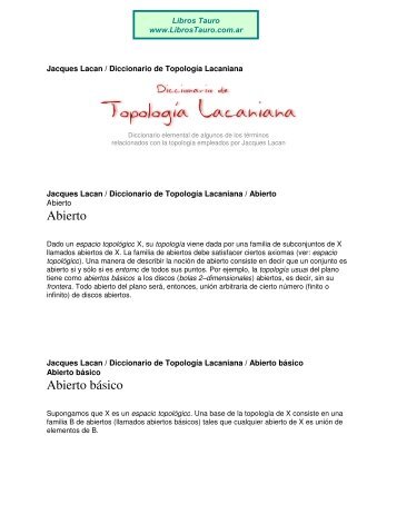 Jacques Lacan / Diccionario de Topología Lacaniana - Lituraterre