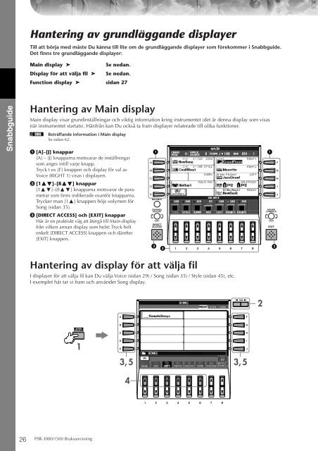 knappen för att ta fram display för - Yamaha