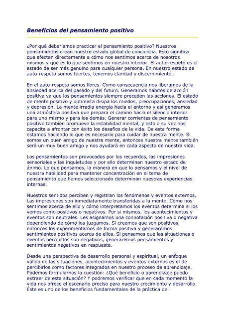 Beneficios del pensamiento positivo - Brahma Kumaris