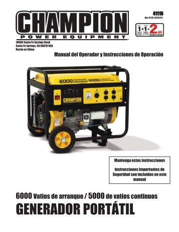 GENERADOR PORTÁTIL - Champion Power Equipment