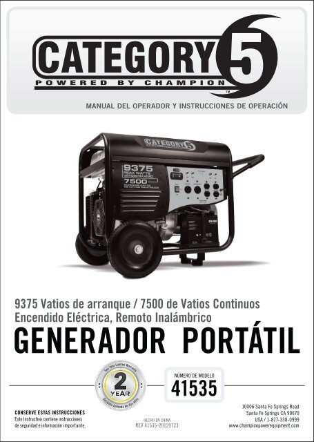 GENERADOR PORTÁTIL - Champion Power Equipment