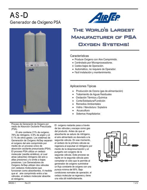 Generador de Oxígeno PSA - Airsep de Mexico