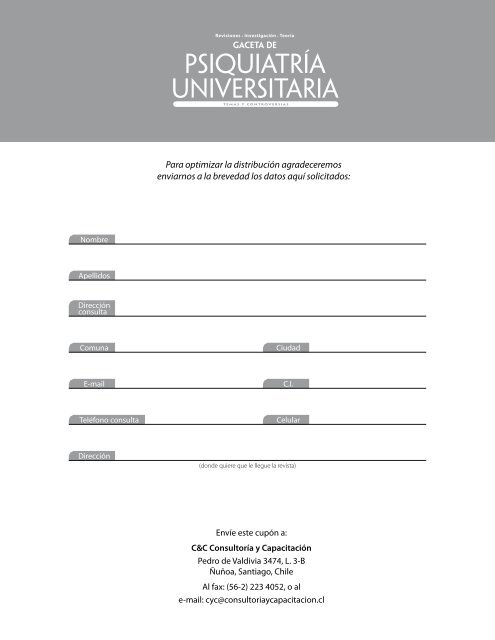 Año 5, Vol. 5 - Nº 1 Marzo - Gaceta de Psiquiatría Universitaria