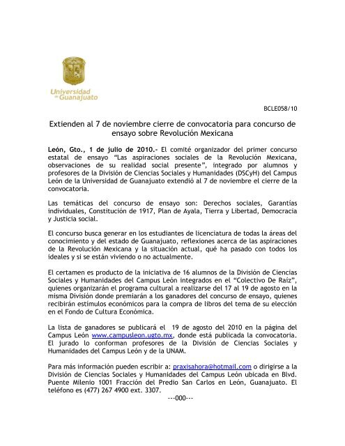Extienden al 7 de noviembre cierre de convocatoria para concurso ... Extienden al 7 de noviembre cierre de convocatoria para concurso ...