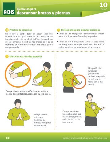 Ejercicios para descansar brazos y piernas - ACHS