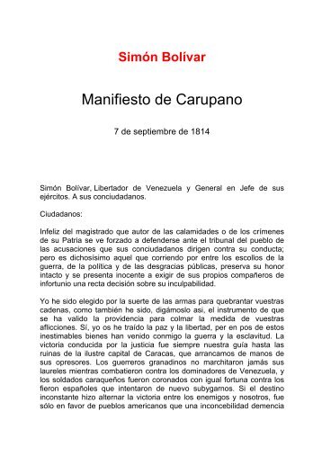 Manifiesto de Carupano - Hugo Chávez, Corazón de mi Patria