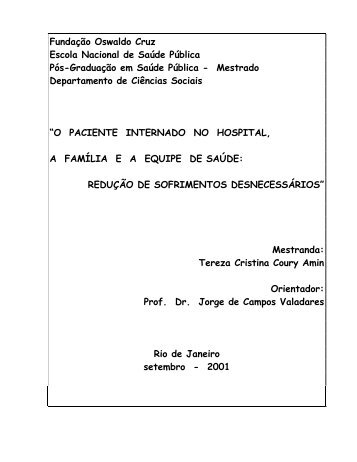 PACIENTE INTERNADO NO HOSPITAL, - Teses FIOCRUZ