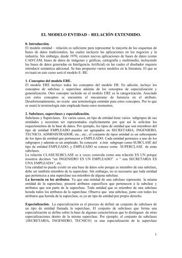 EL MODELO ENTIDAD – RELACIÓN EXTENDIDO. - Liceo UPG