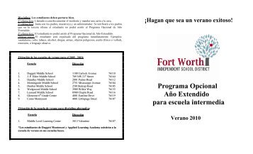 Programa Opcional Año Extendido para escuela ... - Fort Worth ISD