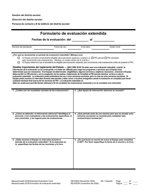 IEP Form: EE-1,EE-2 - Spanish Translation