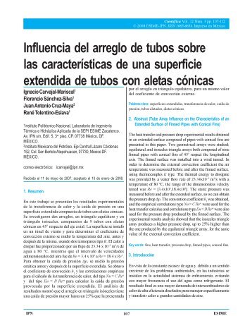 Influencia del arreglo de tubos sobre las ... - Revista Científica