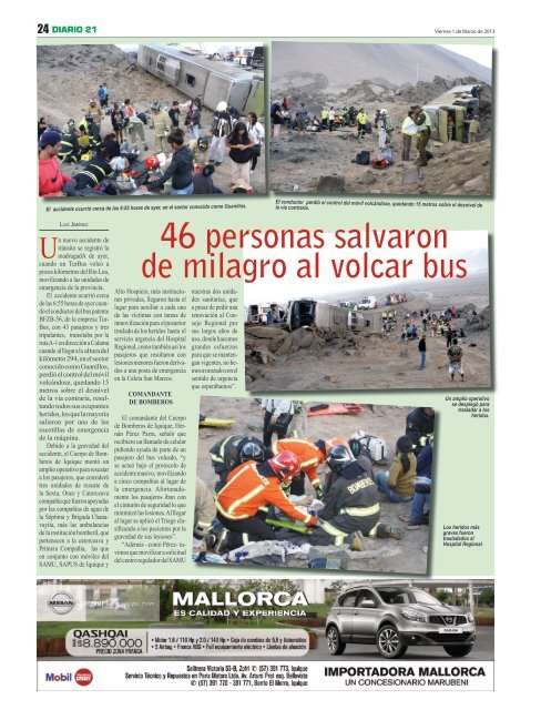 46 pasajeros salvan de milagro - Diario Longino