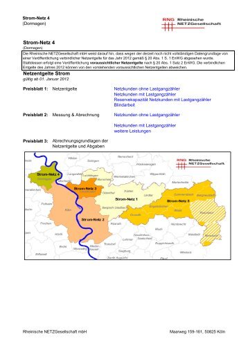 Netzentgelte Strom Strom-Netz 4 - RNG