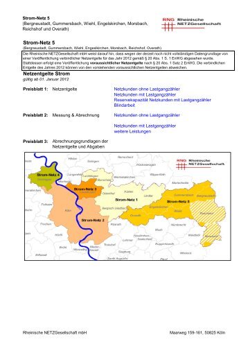 Netzentgelte Strom Strom-Netz 5 - RNG