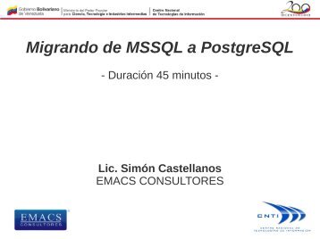 Migrando de MSSQL a PostgreSQL, por Simón Castellanos