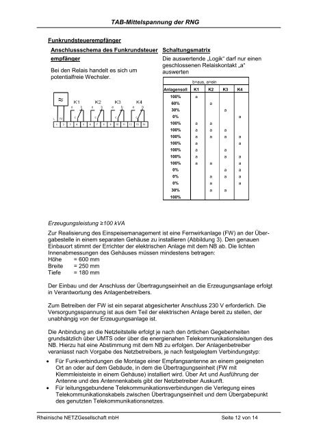 Technische Anschlussbedingungen TAB Mittelspannung - RNG