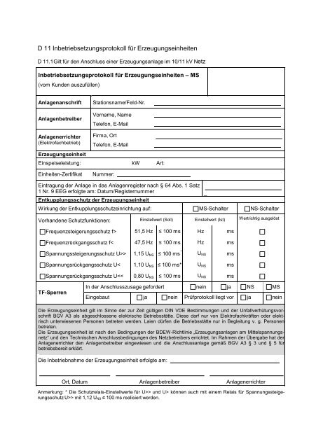 Technische Anschlussbedingungen TAB Mittelspannung - RNG