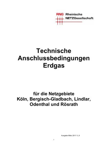 Rechtliches - Technische Anschlussbedingungen Erdgas