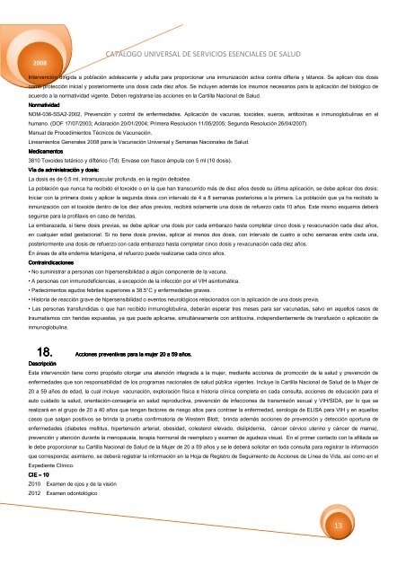 CATÁLOGO UNIVERSAL DE SERVICIOS DE SALUD