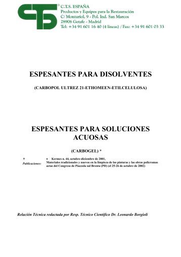 ESPESANTES PARA SOLUCIONES ACUOSAS - Grupo Español IIC
