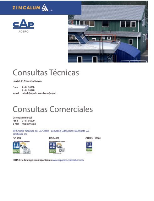 catálogo de Zincalum - Compañía Siderúrgica Huachipato