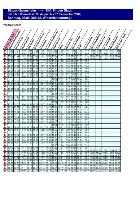 Sonderfahrplan Winzerfest