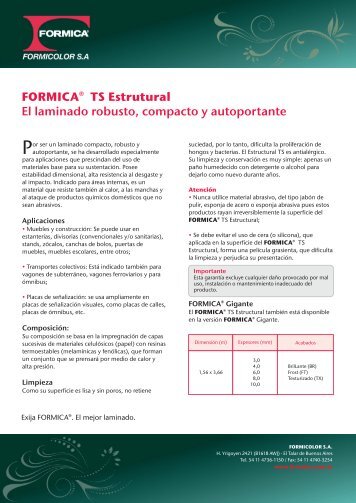 Datasheet FORMICA® Estructural TS (PDF)