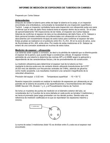 INFORME DE MEDICIÓN DE ESPESORES DE TUBERÍAS EN ...