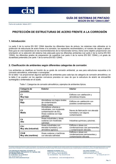 GUÍA DE SISTEMAS DE PINTADO PROTECCIÓN ... - cin protective