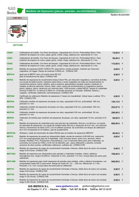 Medidor de Espesores (piezas, paredes, recubrimientos) GIS ...