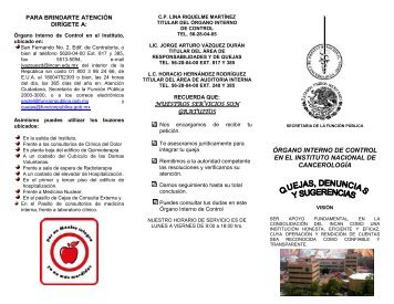 órgano interno de control en el instituto nacional de cancerología