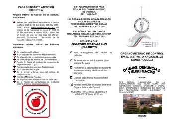 órgano interno de control en el instituto nacional de cancerologia