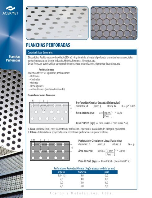 catálogo Acermet - Aceros Inoxidables, Planchas de Acero