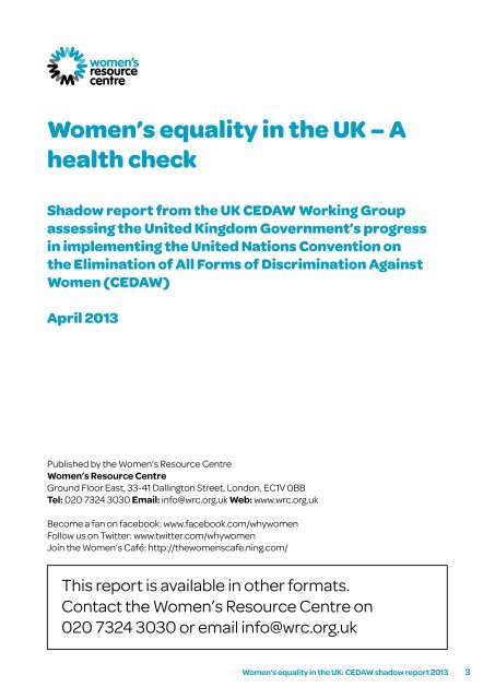 Women’s equality in the UK – A health check