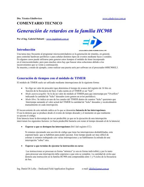 Generación de retardos en la familia HC908 - Edudevices