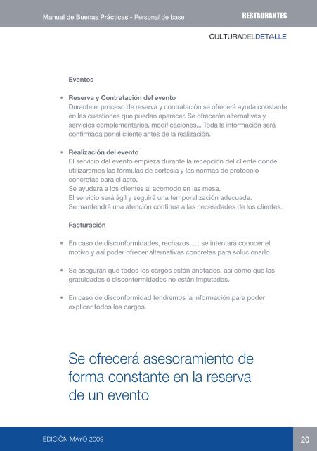 Buenas prácticas para la atención al cliente RESTAURANTES