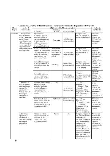 Matriz de Identificación de Resultados y Productos - CEDAF