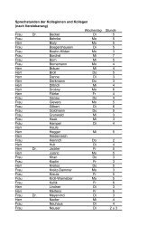 Kollegiumsliste mit Sprechzeiten