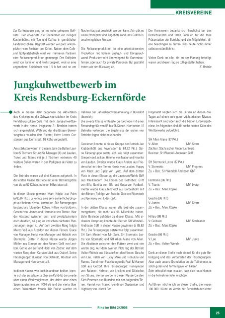 ZKZ 30665 Ausgabe 2/2008 • 2. Vierteljahr - Rinderzucht Schleswig ...