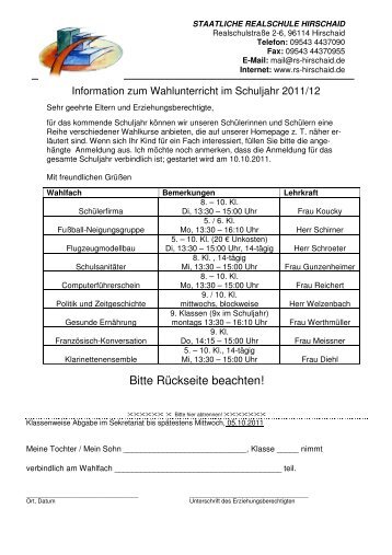 2011-12 Wahlkurse - Staatliche Realschule Hirschaid
