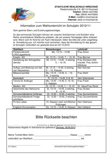 2010-11 Wahlkurse Anhang - Staatliche Realschule Hirschaid
