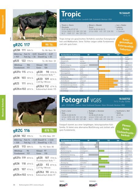 RSH Bullenkatalog 2013 - Rinderzucht Schleswig-Holstein e.G.