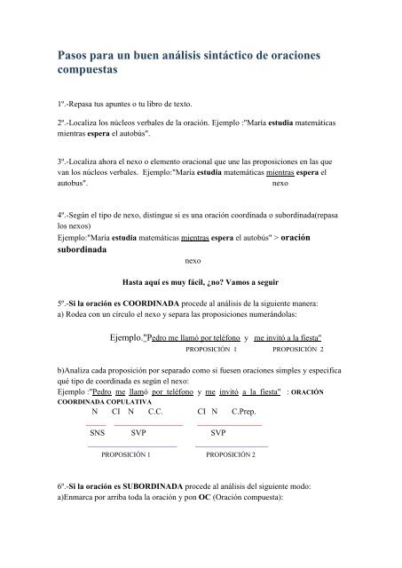 Cómo hacer un análisis sintáctico de oraciones ... - Nocturno Giner