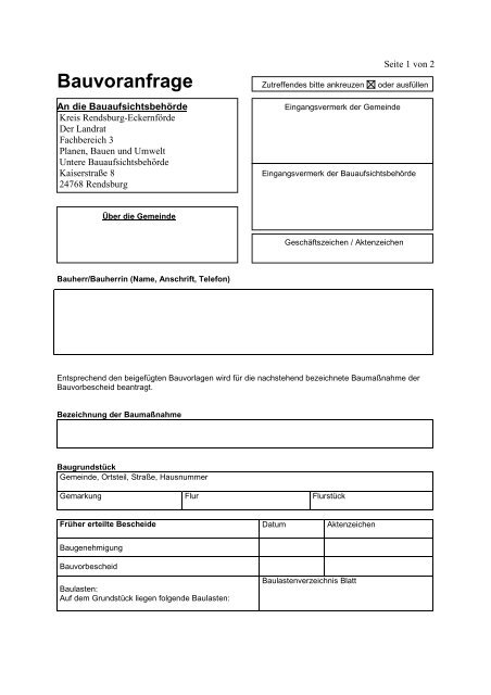 Bauvoranfrage Muster Pdf