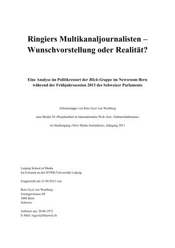 Ringiers Multikanaljournalisten – Wunschvorstellung oder Realität?