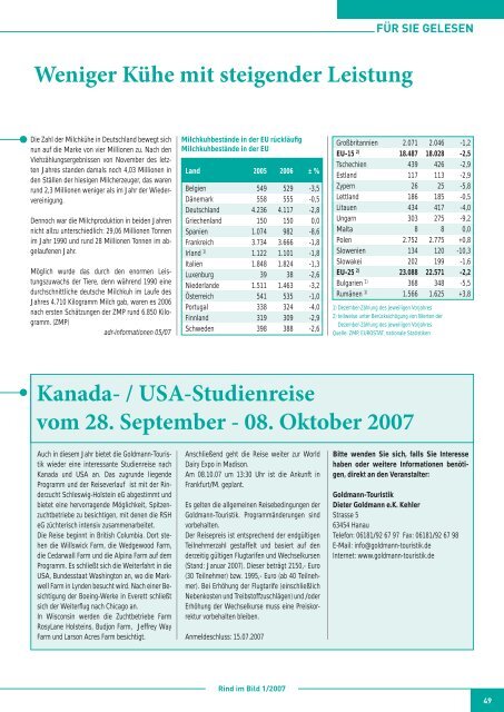 ZKZ 30665 Ausgabe 1/2007 • 1. Vierteljahr - Rinderzucht Schleswig ...