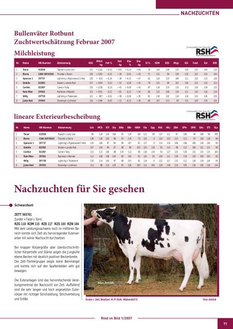 ZKZ 30665 Ausgabe 1/2007 • 1. Vierteljahr - Rinderzucht Schleswig ...