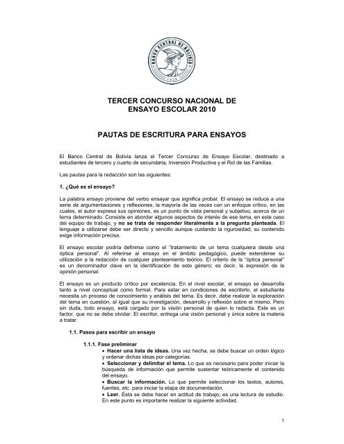 Pautas del ensayo - Banco Central de Bolivia
