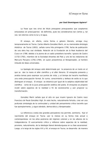 El ensayo en Tacna - Universidad Nacional Jorge Basadre Grohmann